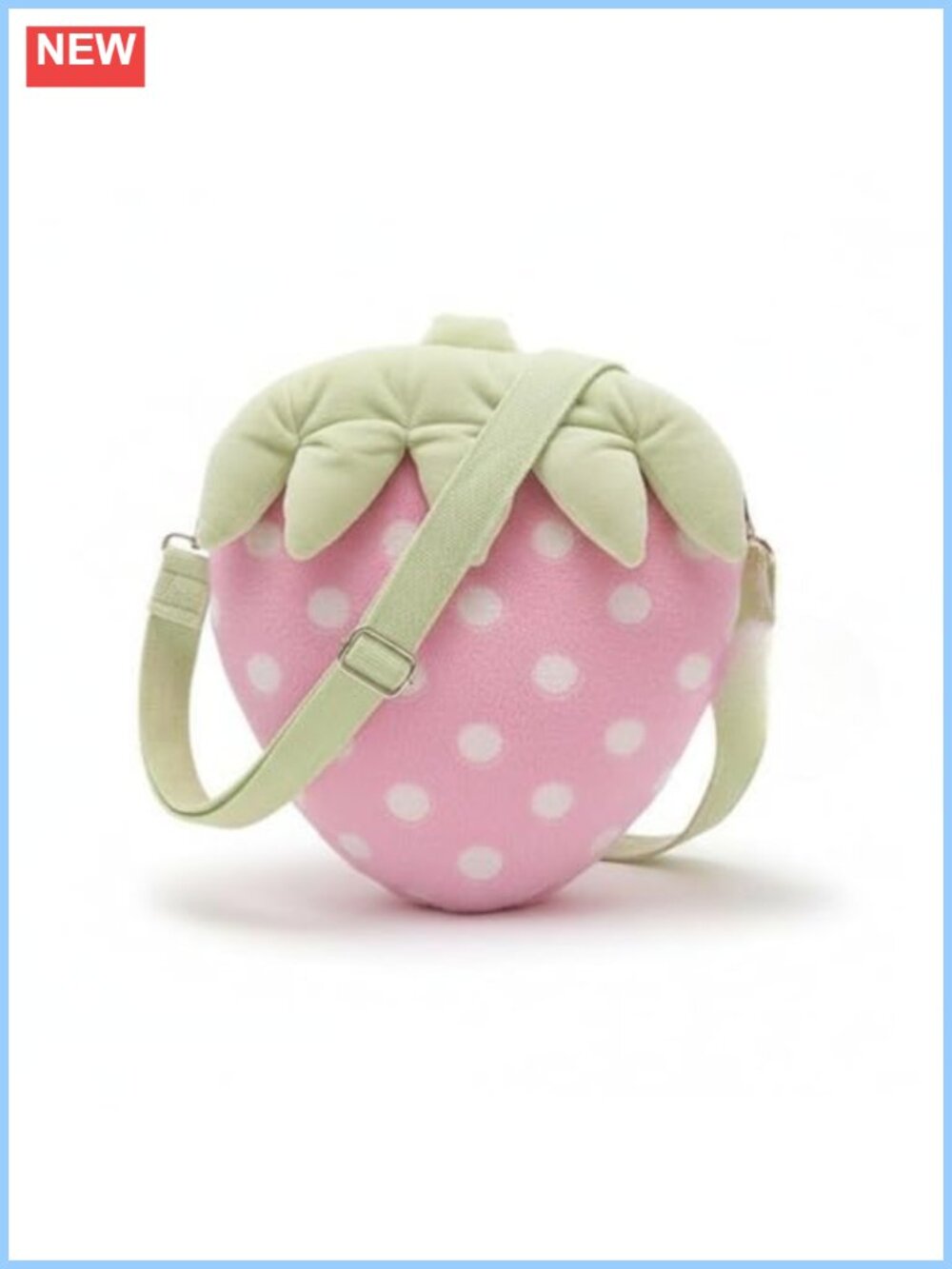 Plush Strawberry Crossbody Bag Floral Embroidered Adjustable Strap
